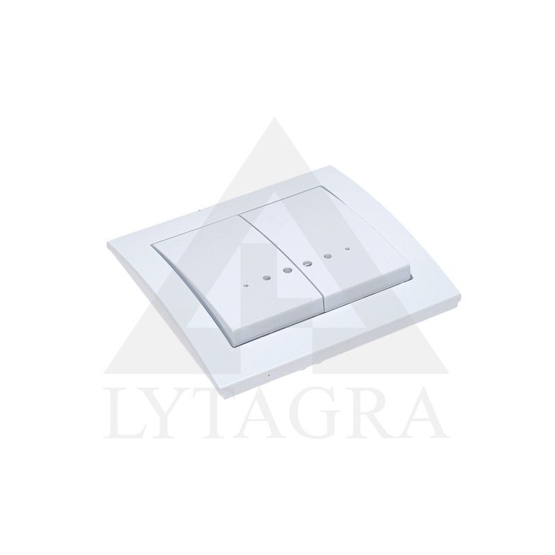 JUNGIKLIS POTINKINIS DVIEJŲ KLAVIŠŲSU ŠVIESOS INDIKACIJA LP-2WS/00 BALTOS SPALVOS