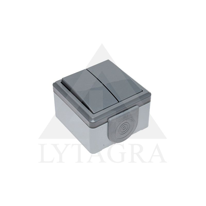 JUNGIKLIS VIRŠTINKINIS DVIEJŲ KLAVIŠŲ A110-2132(03) IP55 PILKOS SPALVOS