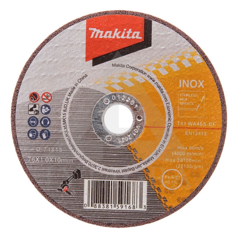 Pjovimo diskas 76x1.0x10mm WA60T, RST (5Vnt.) Makita D-74815-5