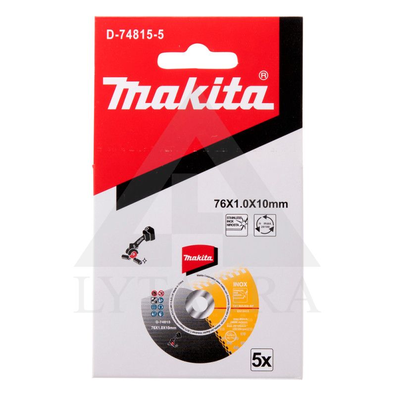 Pjovimo diskas 76x1.0x10mm WA60T, RST (5Vnt.) Makita D-74815-5