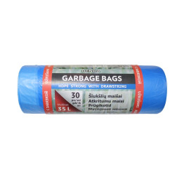 HDPE ŠIUKŠLIŲ MAIŠAS UŽRIŠ.35L30VNT/RUL MĖL