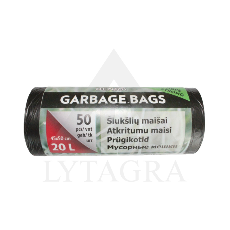 HDPE ŠIUKŠLIŲ MAIŠAS 20L 50VNT/RUL.
