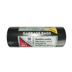 LDPE ŠIUKŠLIŲ MAIŠAS 60L 10VNT/RUL, JUODAS