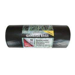 LDPE ŠIUKŠLIŲ MAIŠAS 160L 10VNT/RUL, JUODAS