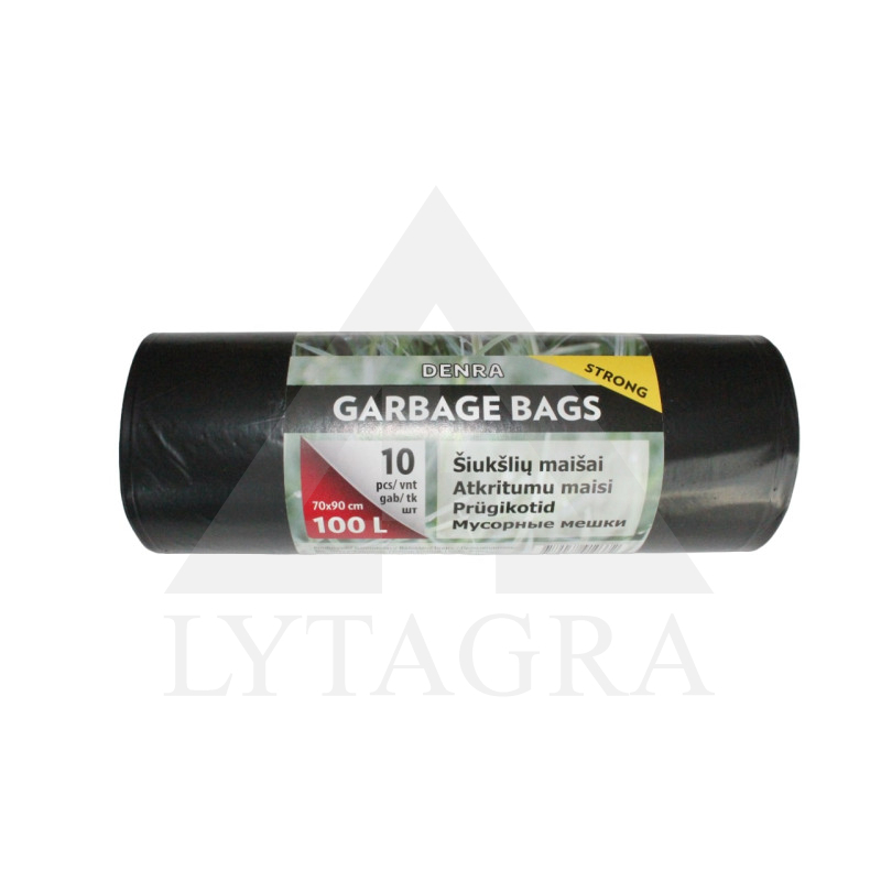 LDPE ŠIUKŠLIŲ MAIŠAS 100L 5VNT/RUL. ŽALIAI/JUODAS