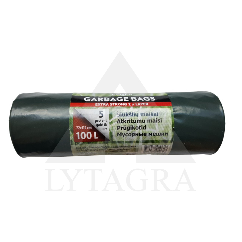 LDPE ŠIUKŠLIŲ MAIŠAI 100L 10VNT/RUDI JUODI