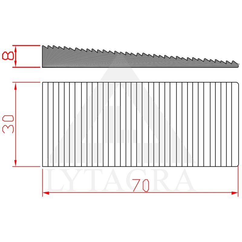 1635:E MONTAVIMO PLEIŠTAI 30X70X8MM 10 VNT.