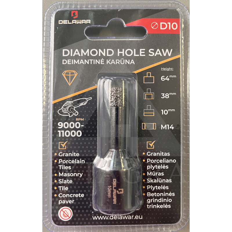Karūna deimantinė DELAWAR M14 D10mm