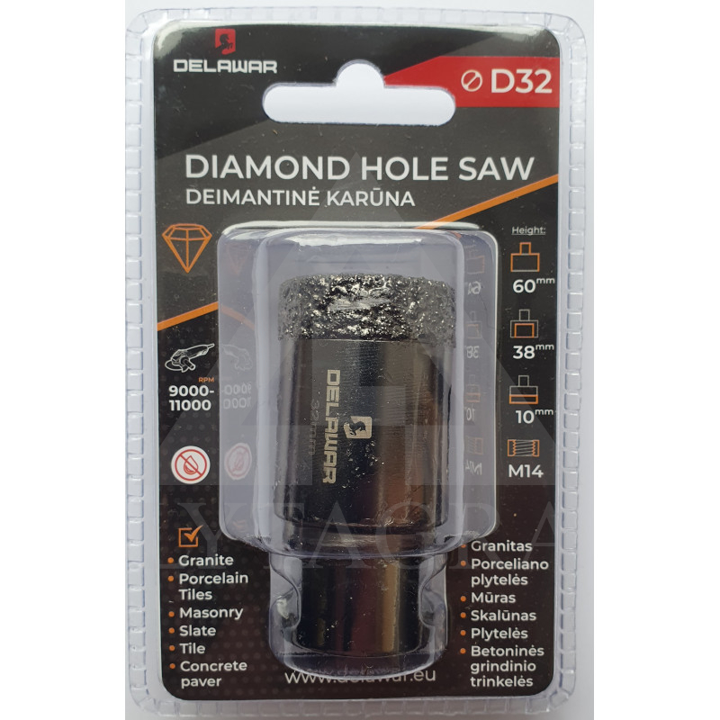 Karūna deimantinė DELAWAR M14 D32mm