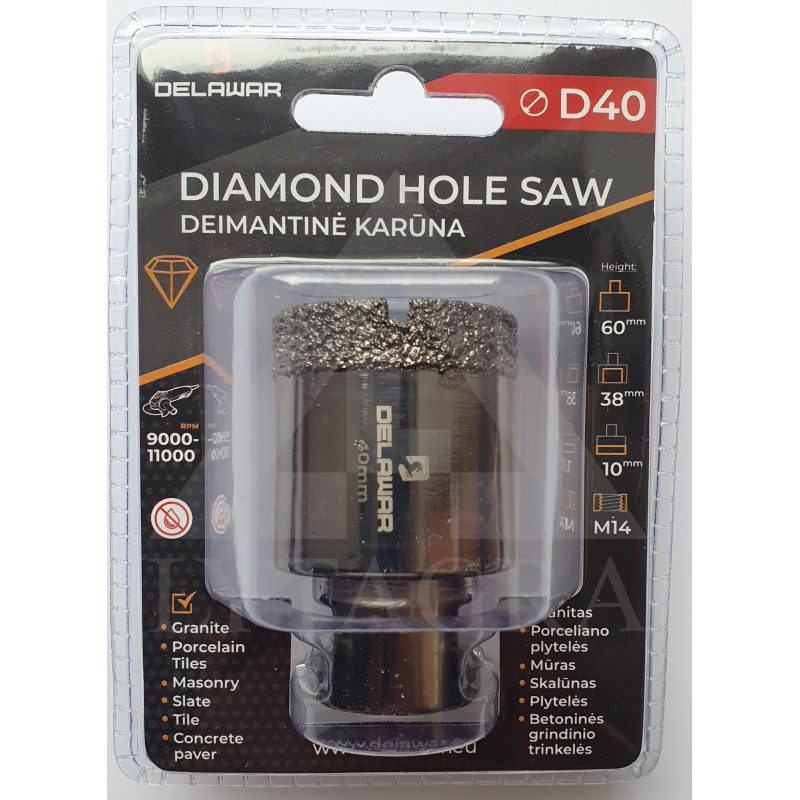 Karūna deimantinė DELAWAR M14 D40mm