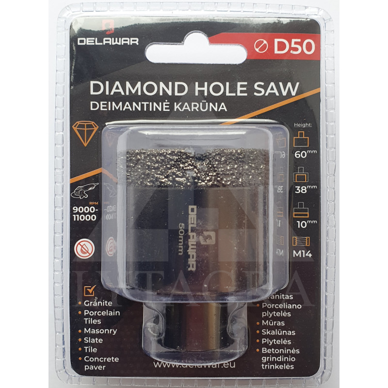 Karūna deimantinė DELAWAR M14 D50mm