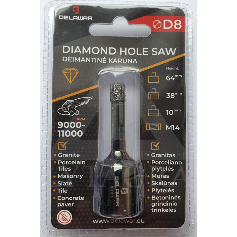 Karūna deimantinė DELAWAR M14 D8mm
