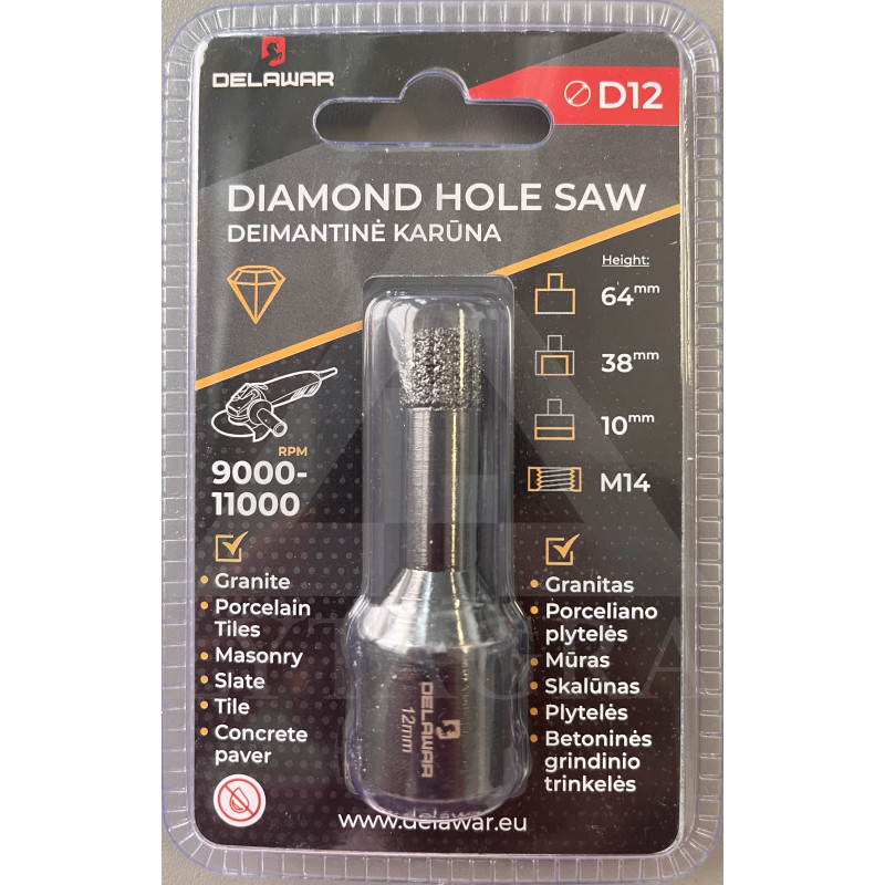 Karūna deimantinė DELAWAR M14 D12mm
