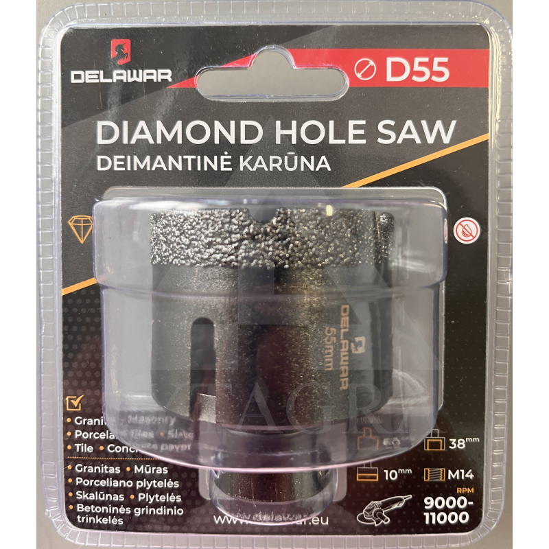 Karūna deimantinė DELAWAR M14 D55mm