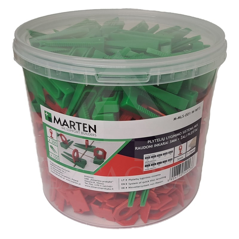 MARTEN PLYTELIŲ INKARAS 3MM RAUDONAS 300 VNT+PLEIŠ