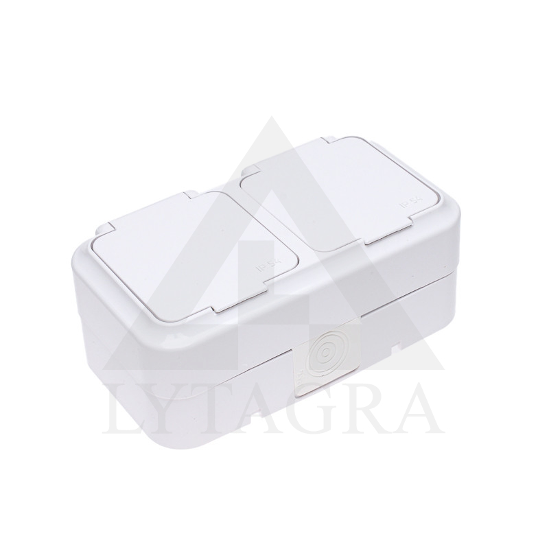 KIŠTUKINIS LIZDAS VIRŠTINKINIS DVIVIETIS SU DANGTELIAIS, SU ĮŽEMINIMU PA16-303 IP54 BALTOS SPALVOS