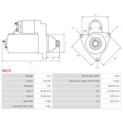 STARTERIS KUBOTA/YANMAR/ISEKI 16611-63013