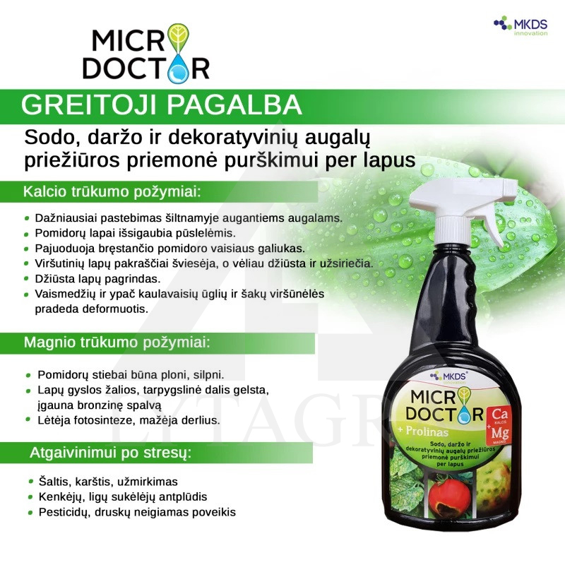 Microdoctor Ca/Mg, purškiama augalų priežiūros priemonė su kalciu ir magniu 1L
