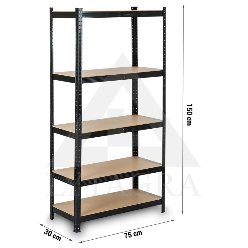 Pastiprinta sandėliavimo lentyna 4811 (5 lentynų) 150/750kg 150x75x30cm