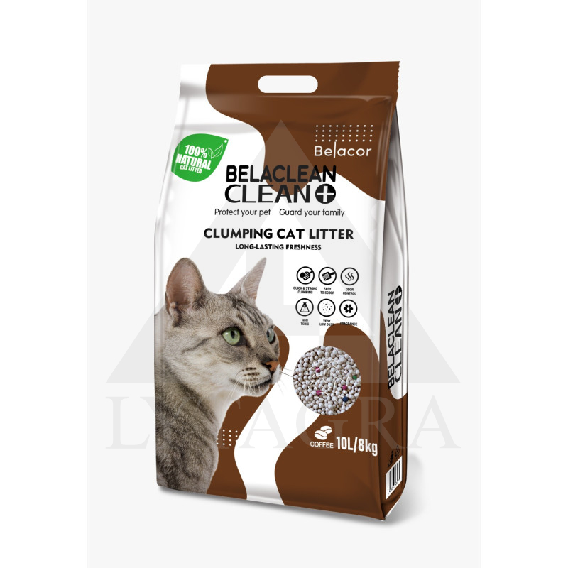 Bentonitinis kraikas katėms BelaClean CLEAN+ kavos kvapo 10 l