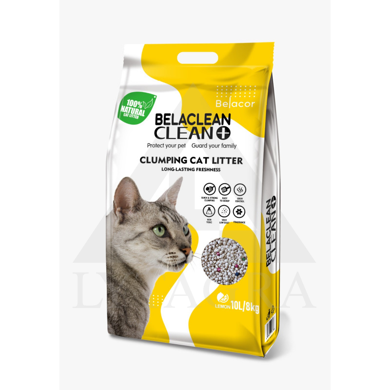 Bentonitinis kraikas katėms BelaClean CLEAN+ citrinos kvapo 10 l