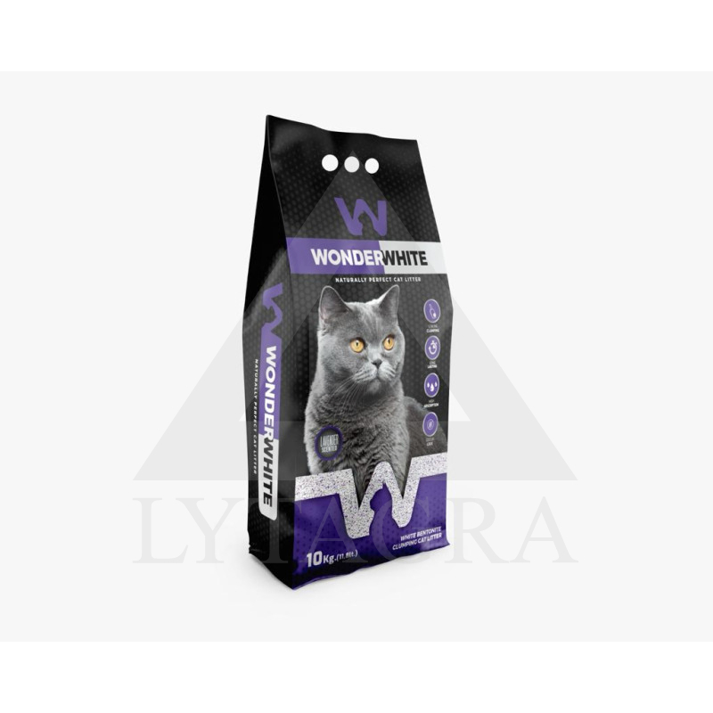 Wonder White Natural  bentonitas kačių kraikas  su levandų kvapu 10 kg