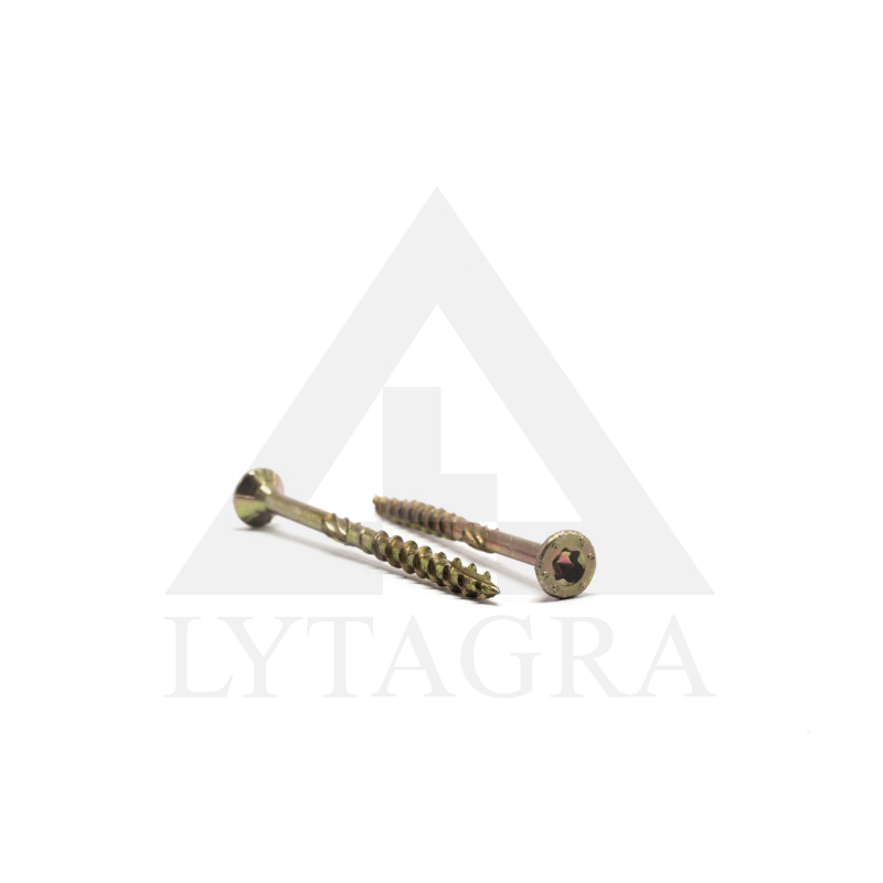 GLTX medvaržčiai su T-17 įpjova, geltonai cinkuoti, TORX20, 4.0x40/24 (40 vnt.)