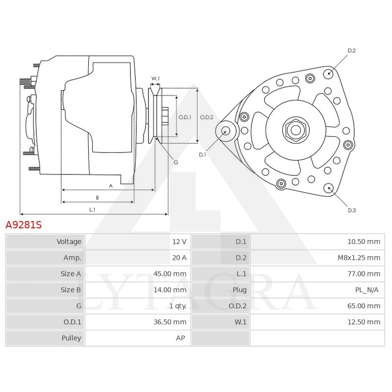 Generatorius kubota/yanmar/iseki 129150-77203