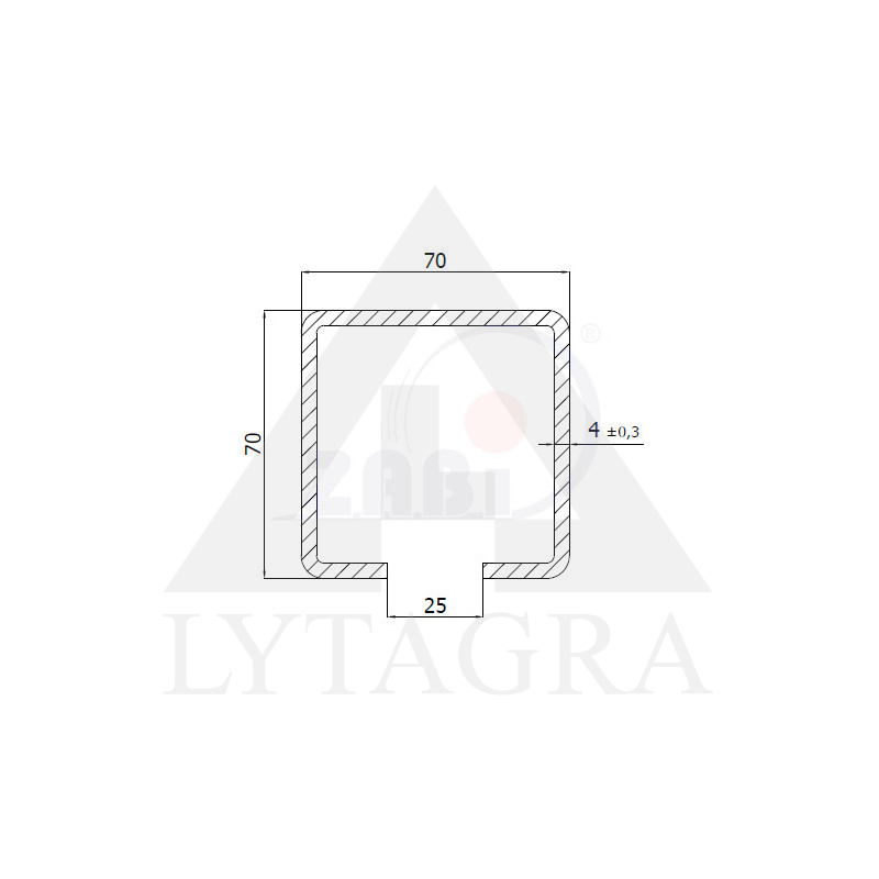 Profilis vartų ratukams PROF 70x70 mm ,L3 m , Zabi