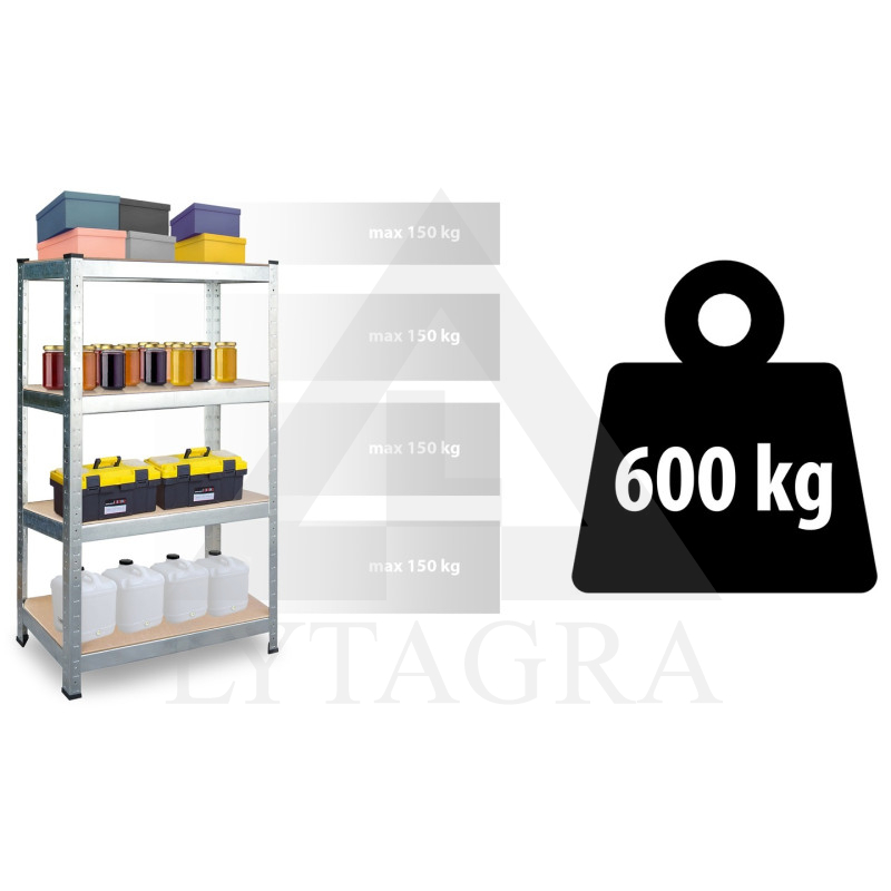 Sandėliavimo lentyna 470200 (4 lentynų) 150/600kg 180x90x40cm