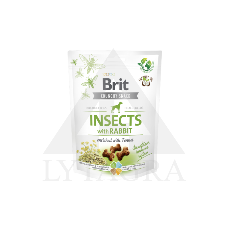 Brit Care skanėstai šunims Crunchy su vabzdžiais ir triušiena 200 g