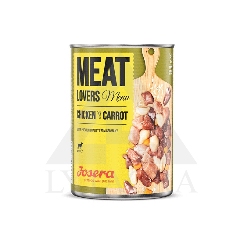 JOSERA SUPER PREMIUM Meat Lovers konservai šunims su vištiena ir morkomis 800 g JOS0524