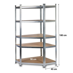 Kampinė sandėliavimo lentyna 4817 (5 Lentynų) 175/875kg 180x90x40cm