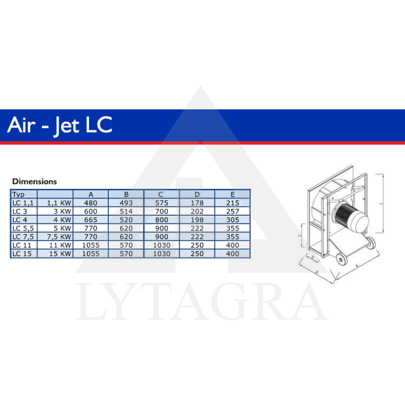 VENTILIATORIUS AIR JET LC5.5KW