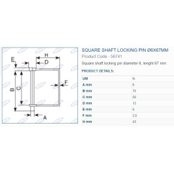 56741 KAISTIS KVADRATINIS 6X67 mm 5vnt5vnt pakuote - 56741