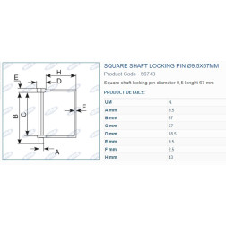 56743 KAISTIS KVADRATINIS 9,5X67 mm 3vnt3vnt pakuote - 56743
