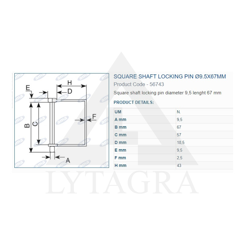 56743 KAISTIS KVADRATINIS 9,5X67 mm 3vnt3vnt pakuote - 56743