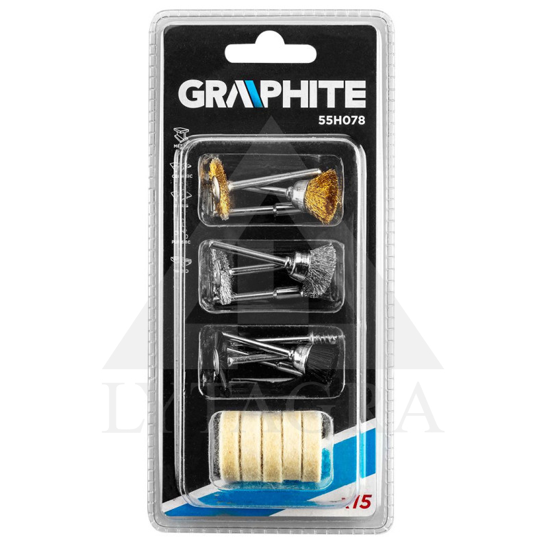 55H078 GRAPHITE MINI ŠLIF.PRIEDAI RINKINĮ SUDARO 15 POLIRAVIMO ĮRANKIŲ