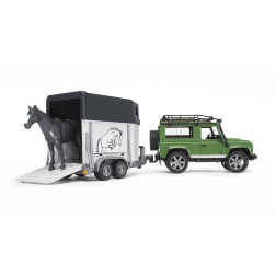 02592 Bruder Land Rover džipas su priekaba ir žirgu