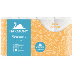 TUALETINIS POPIERIUS HARMONY SEASONS YELLOW 8, 3 SLUOKSNIŲ