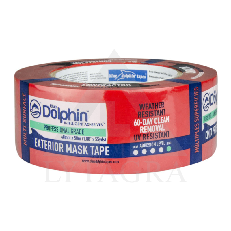 Apsauginė dažymo juosta Blue Dolphin Tapes - iki 60 dienų (Plastikinė, Raudona)