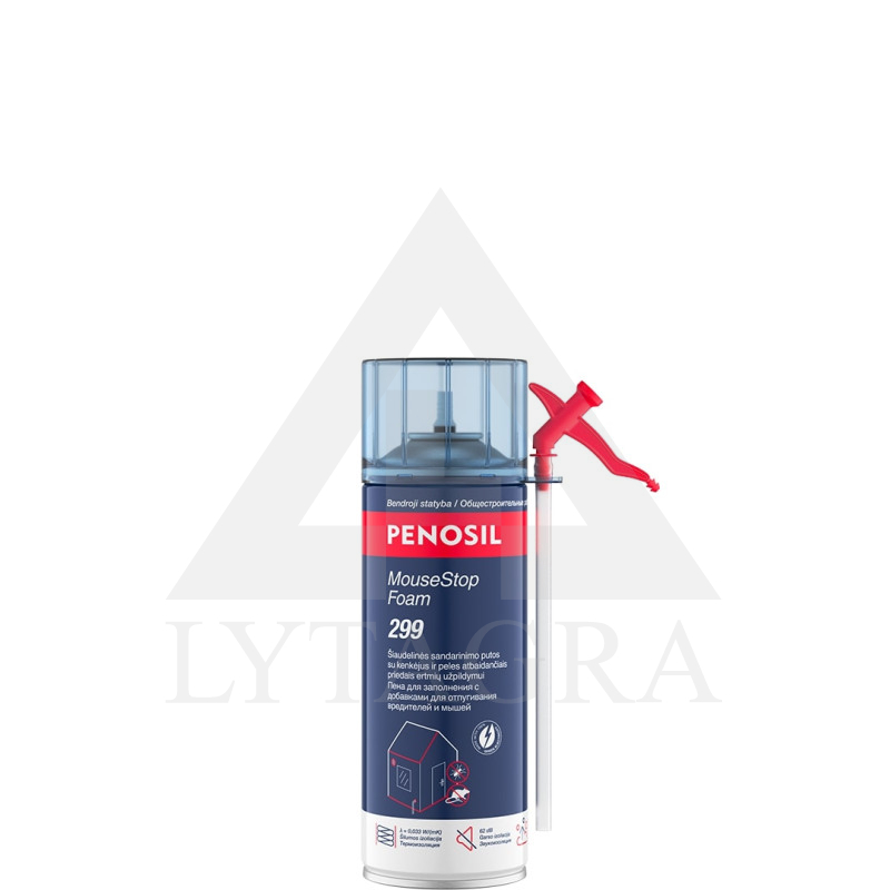 Penosil MouseStop Foam 299 šiaudelinės sandarinimo putos su kenkėjus ir peles atbaidančiais
priedais, 365 ml