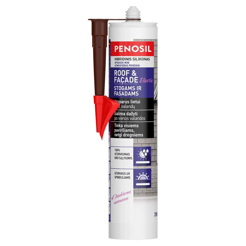 Elastingas hermetikas PENOSIL Roof & Fasade Elastic, rudas, 290 ml