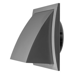 ND10FVP VENTILIACINĖS GROTELĖS PLASTIKINĖS 148X153MM 100MM IŠORINĖS SU ATBULINIU VOŽTUVU PILKA