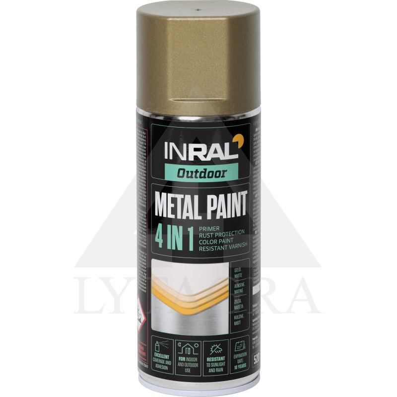INRAL METAL PAINT 4IN1, AUKSO,MATINĖ 400MLMETALO ANTIKOROZ. DAŽAI