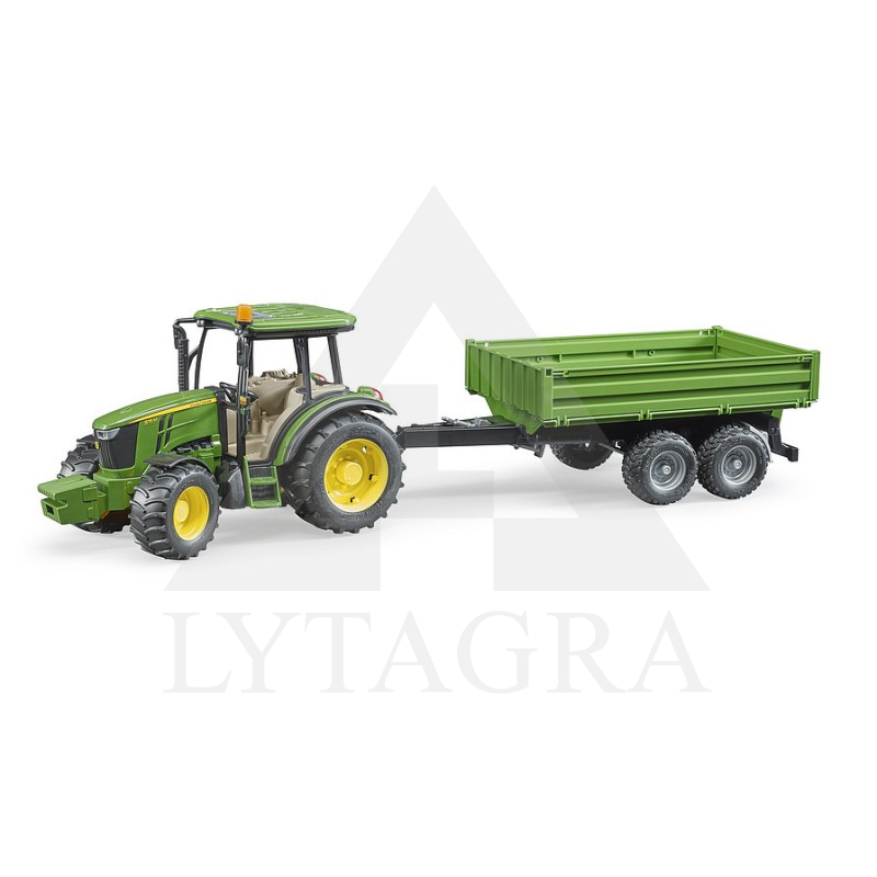 Bruder modeliukas traktorius John Deere su priekaba 02108