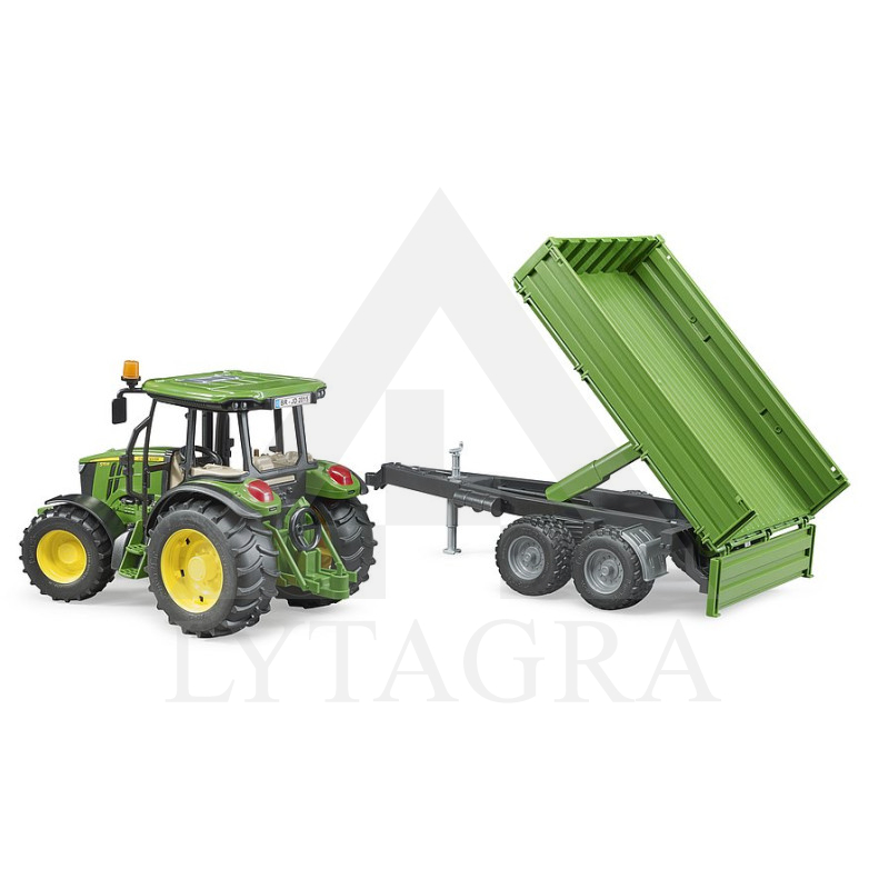 Bruder modeliukas traktorius John Deere su priekaba 02108