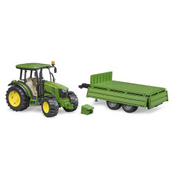 Bruder modeliukas traktorius John Deere su priekaba 02108