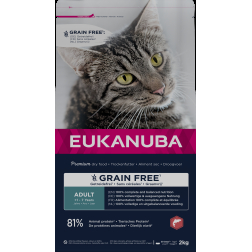 Begrūdis sausas ėdalas katėms EUKANUBA su lašiša 2 kg