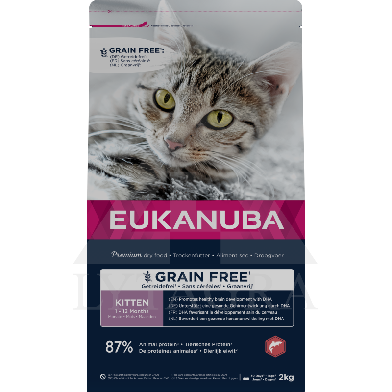 Begrūdis ėdalas kačiukams EUKANUBA su lašiša 2 kg